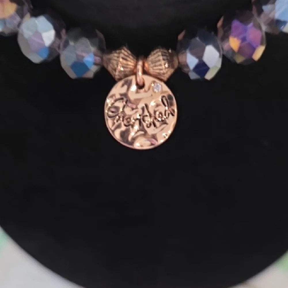 Elegant Purple Beaded‎ Bracelet with Gold Charm